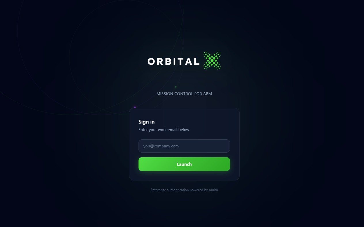 OrbitalX platform sign-in screen